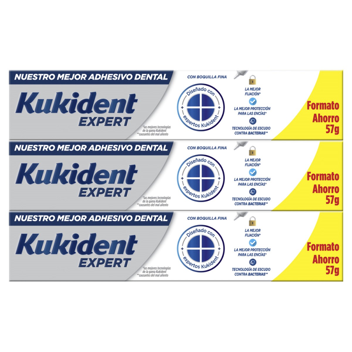 Imagen de Kukident Expert pack crema adhesiva sabor fresco 3x57g